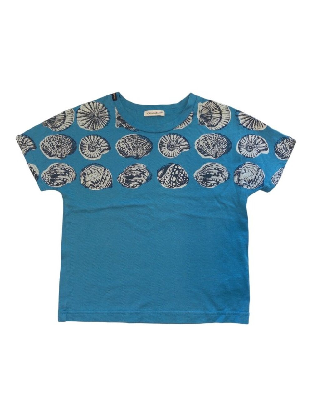 Dolce & Gabbana Seashell Graphic Tee Boys 6 7 100% Cotton T-Shirt Designer Kids